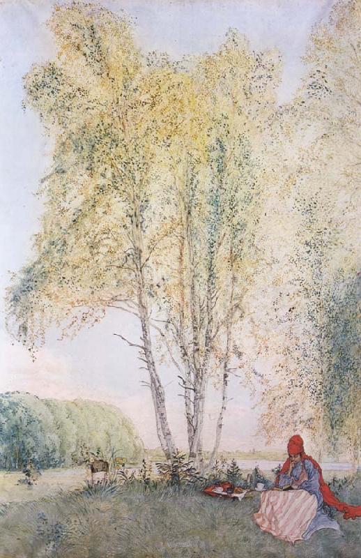 Carl Larsson A Nap Outdoors oil painting image
